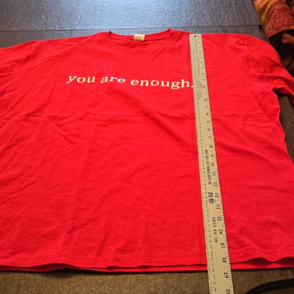 Inspirational 'You Are Enough' Statement T-Shirt in Crimson - Picture 5 of 8